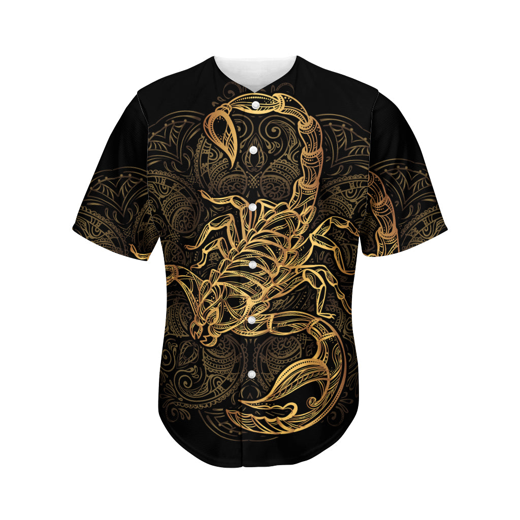 Gold Scorpio Print Men's Baseball Jersey
