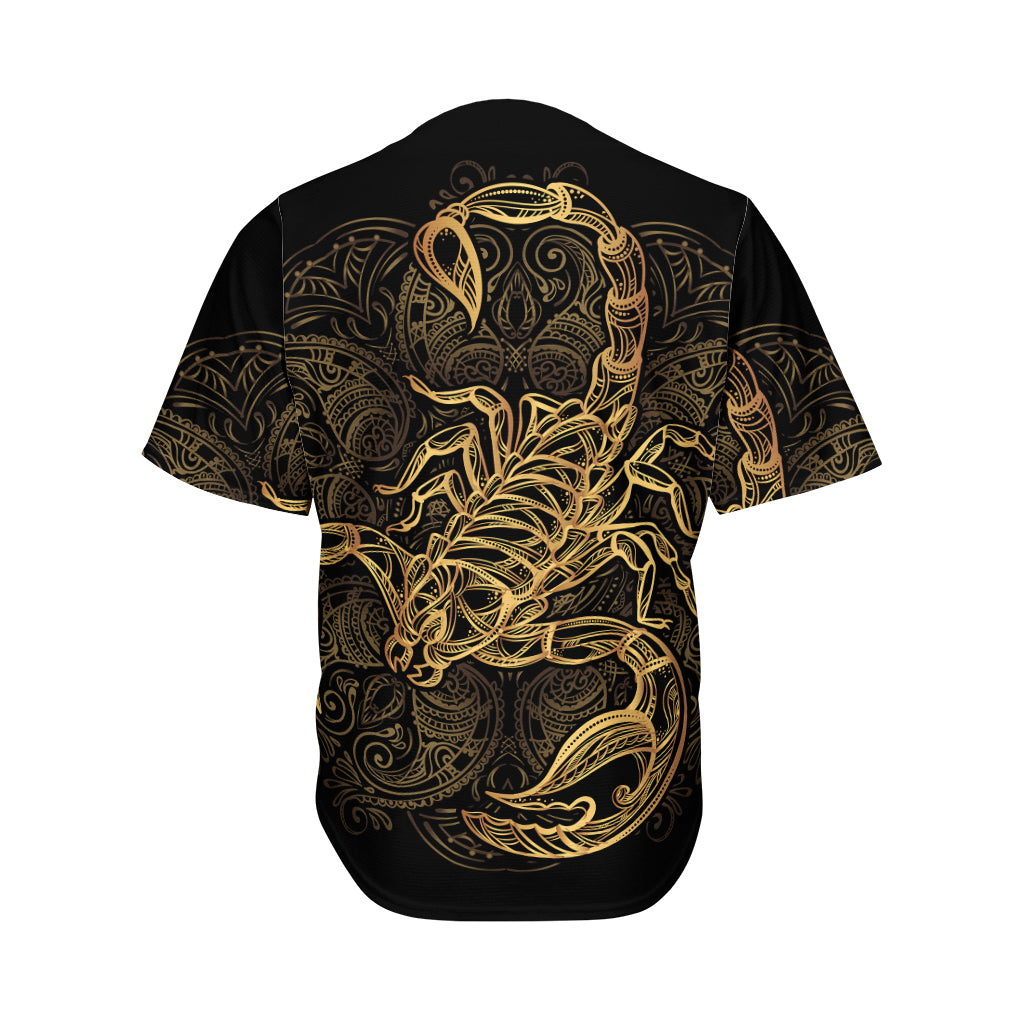 Gold Scorpio Print Men's Baseball Jersey