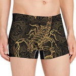 Gold Scorpio Print Men's Boxer Briefs