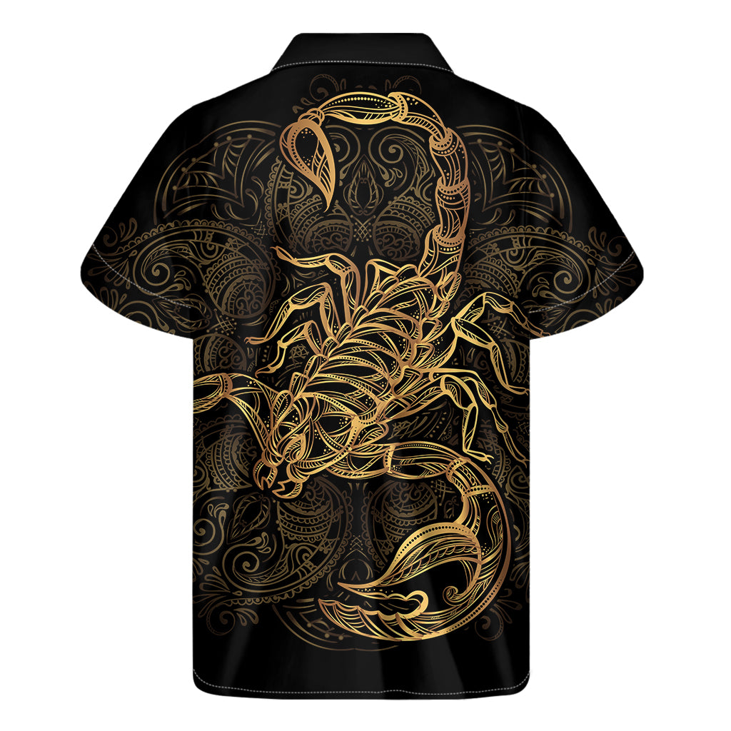 Gold Scorpio Print Men's Short Sleeve Shirt