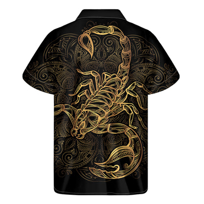 Gold Scorpio Print Men's Short Sleeve Shirt