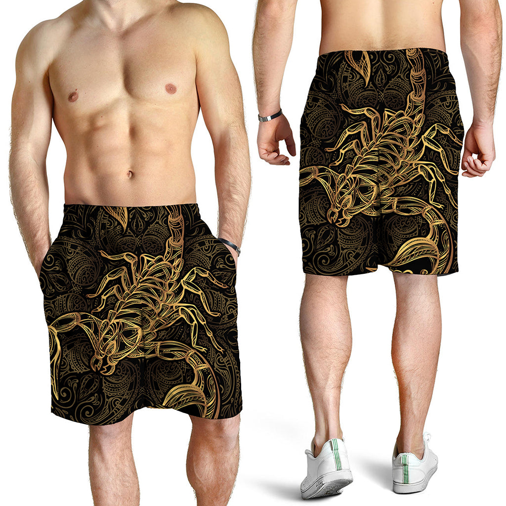 Gold Scorpio Print Men's Shorts