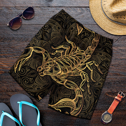Gold Scorpio Print Men's Shorts