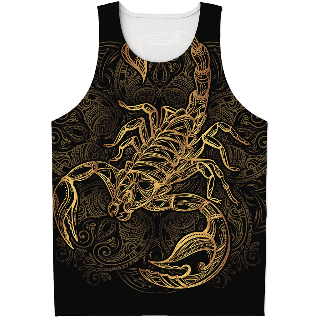 Gold Scorpio Print Men's Tank Top