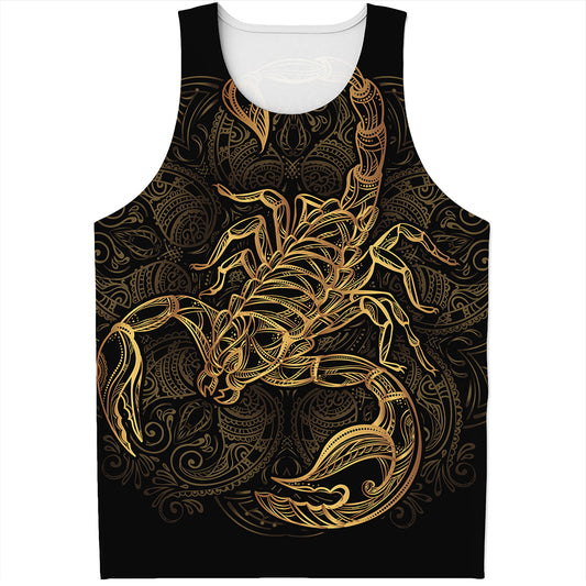Gold Scorpio Print Men's Tank Top