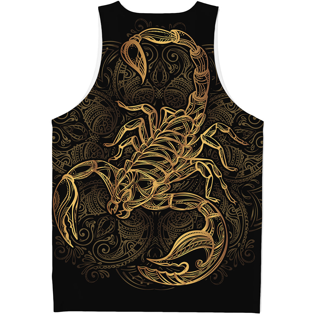 Gold Scorpio Print Men's Tank Top