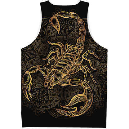 Gold Scorpio Print Men's Tank Top