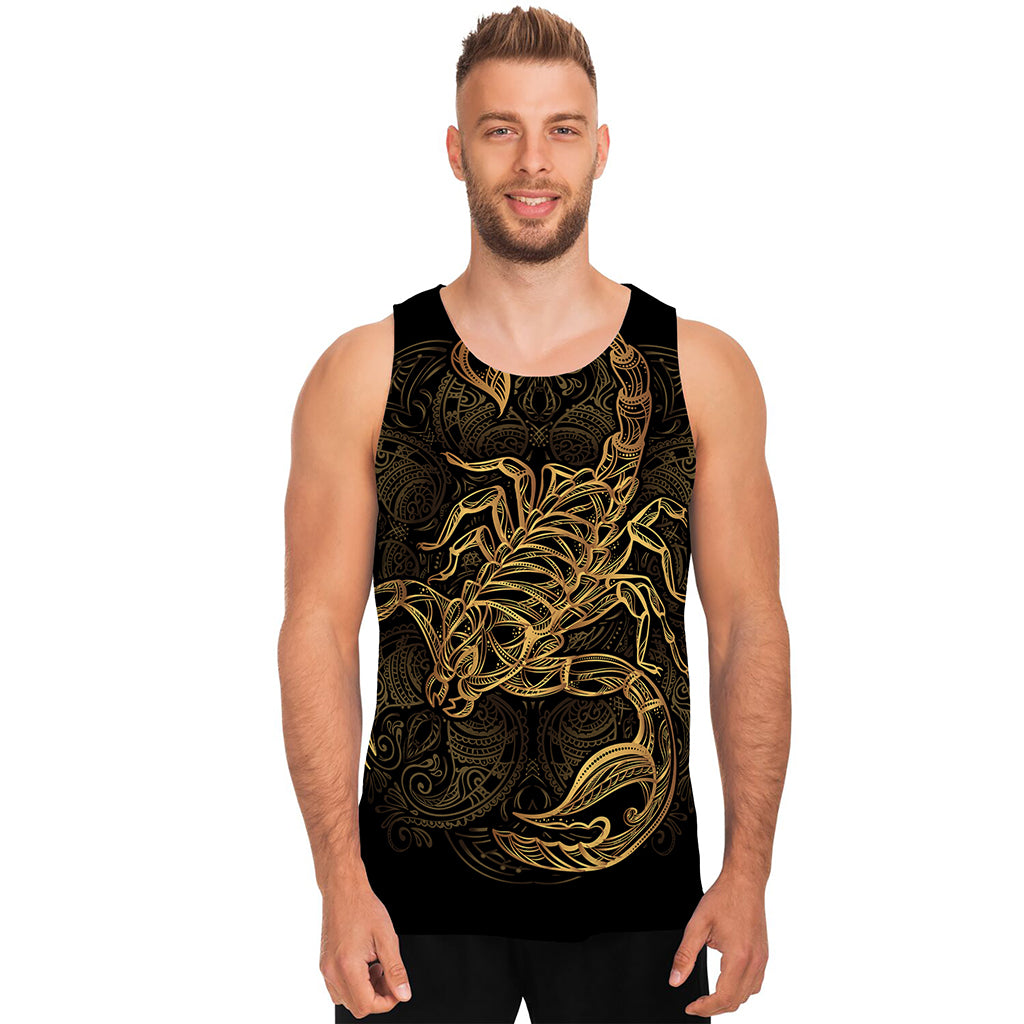 Gold Scorpio Print Men's Tank Top
