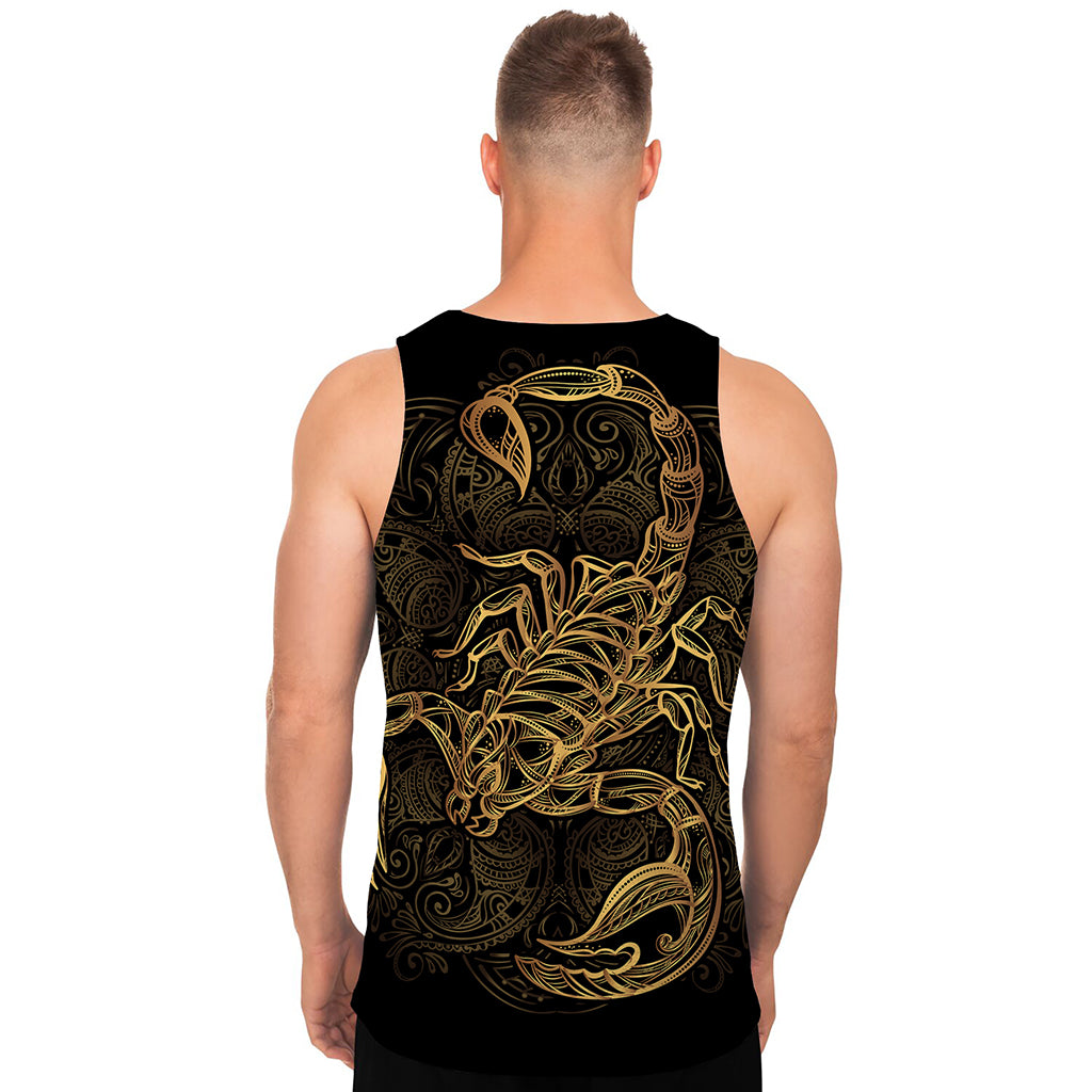 Gold Scorpio Print Men's Tank Top
