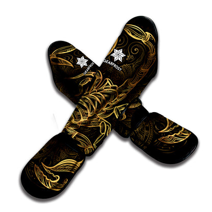 Gold Scorpio Print Muay Thai Shin Guard