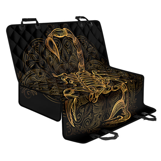 Gold Scorpio Print Pet Car Back Seat Cover