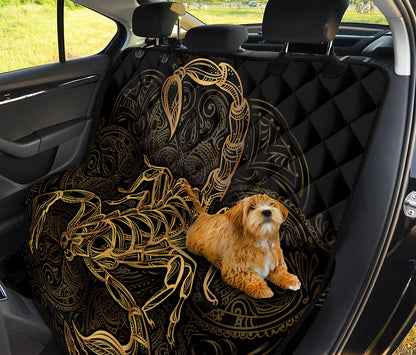 Gold Scorpio Print Pet Car Back Seat Cover