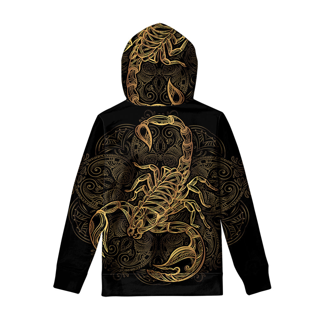 Gold Scorpio Print Pullover Hoodie