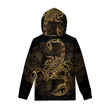 Gold Scorpio Print Pullover Hoodie