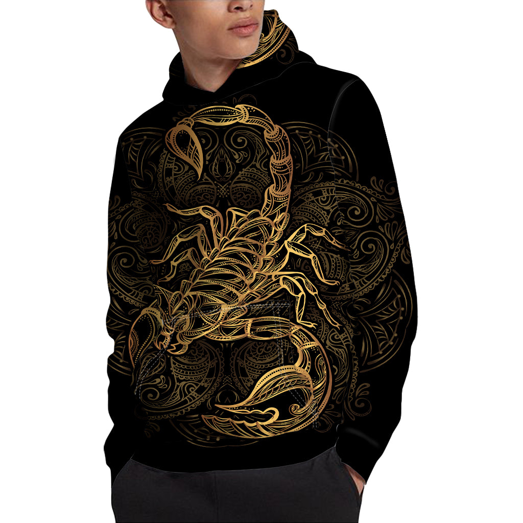 Gold Scorpio Print Pullover Hoodie