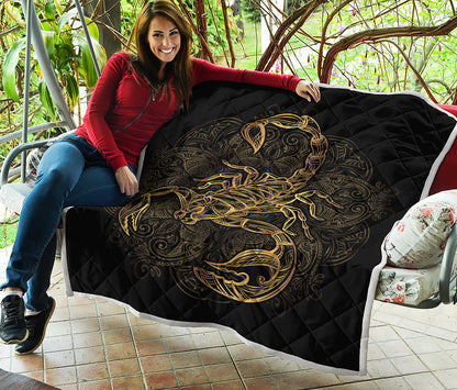 Gold Scorpio Print Quilt