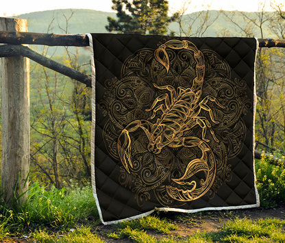 Gold Scorpio Print Quilt