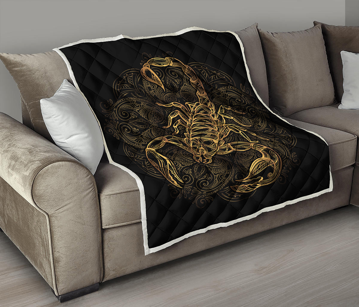 Gold Scorpio Print Quilt