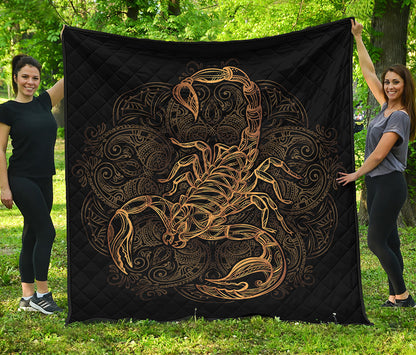 Gold Scorpio Print Quilt