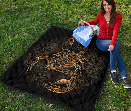 Gold Scorpio Print Quilt