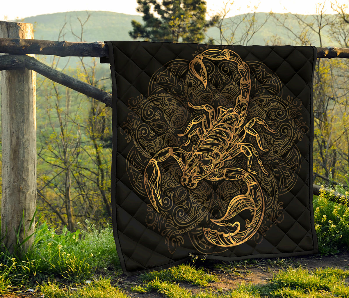 Gold Scorpio Print Quilt