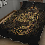 Gold Scorpio Print Quilt Bed Set