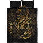 Gold Scorpio Print Quilt Bed Set