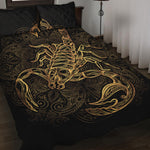Gold Scorpio Print Quilt Bed Set