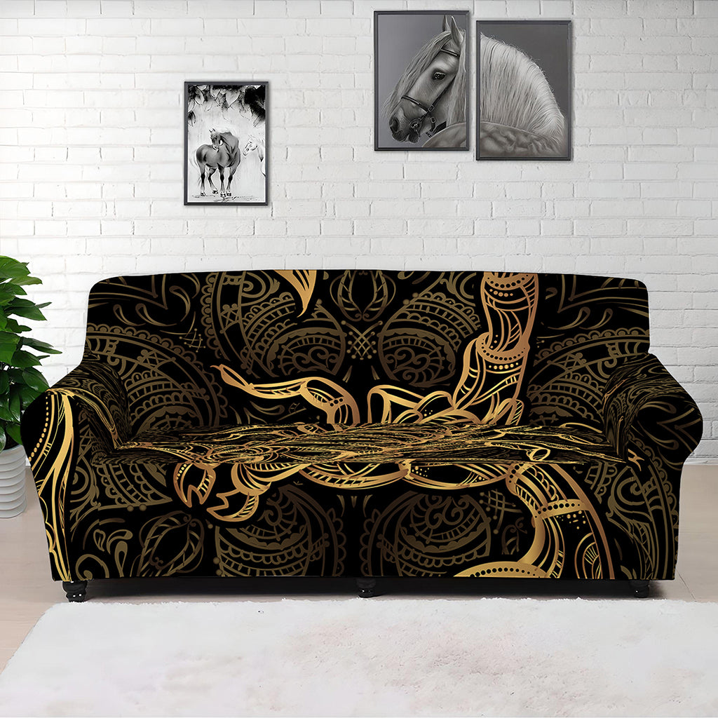 Gold Scorpio Print Sofa Cover