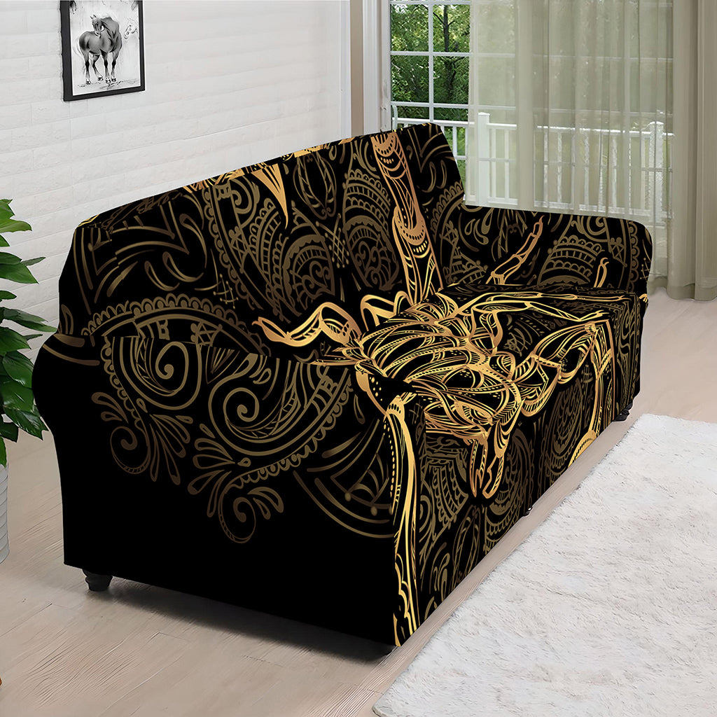 Gold Scorpio Print Sofa Cover