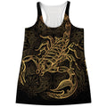 Gold Scorpio Print Women's Racerback Tank Top