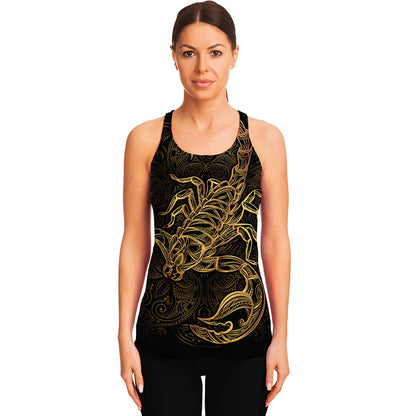 Gold Scorpio Print Women's Racerback Tank Top