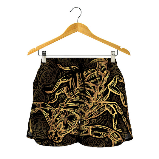 Gold Scorpio Print Women's Shorts