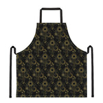 Gold Sun And Moon Pattern Print Apron