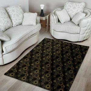 Gold Sun And Moon Pattern Print Area Rug