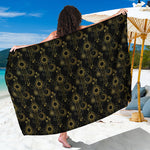 Gold Sun And Moon Pattern Print Beach Sarong Wrap