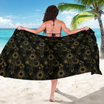 Gold Sun And Moon Pattern Print Beach Sarong Wrap