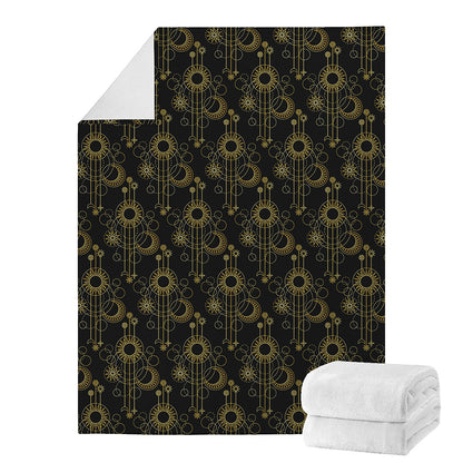 Gold Sun And Moon Pattern Print Blanket