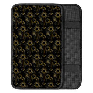 Gold Sun And Moon Pattern Print Car Center Console Cover