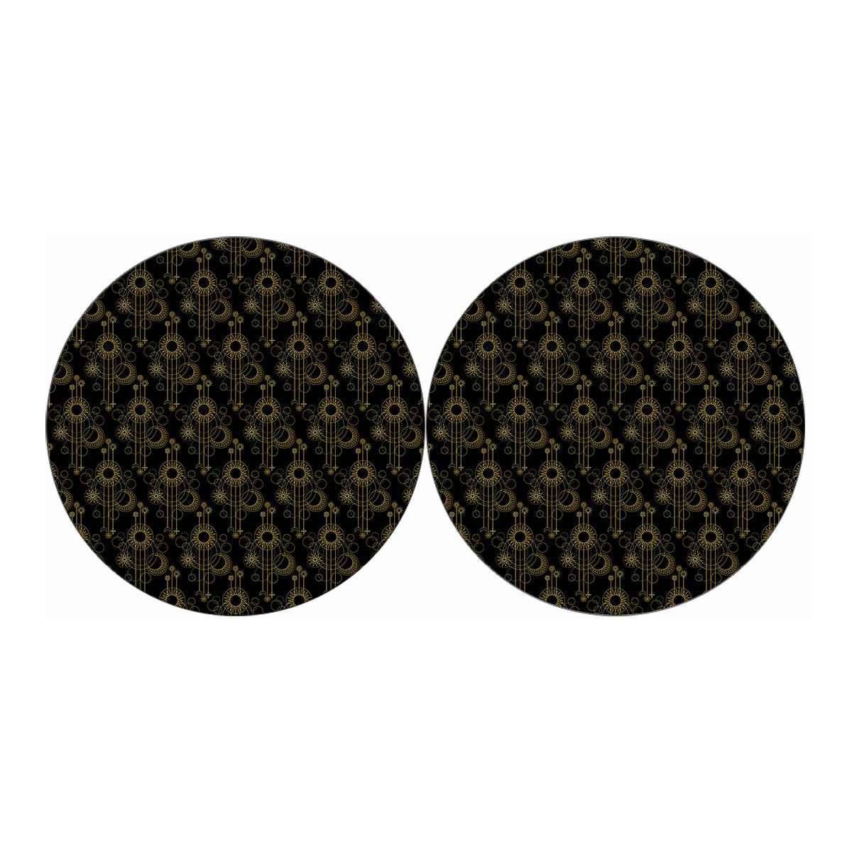 Gold Sun And Moon Pattern Print Car Coasters