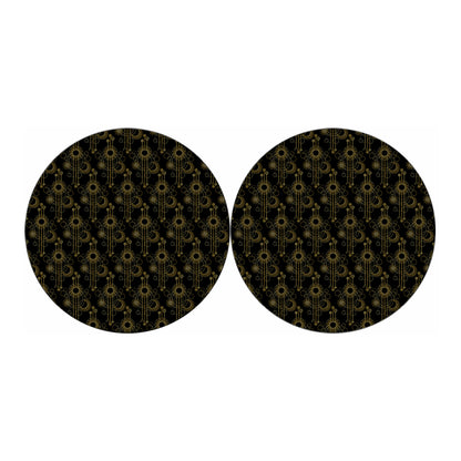 Gold Sun And Moon Pattern Print Car Coasters