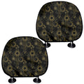 Gold Sun And Moon Pattern Print Car Headrest Covers