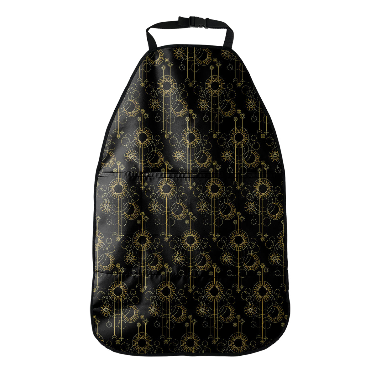 Gold Sun And Moon Pattern Print Car Seat Organizers