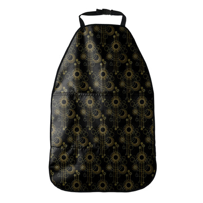 Gold Sun And Moon Pattern Print Car Seat Organizers
