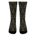 Gold Sun And Moon Pattern Print Crew Socks