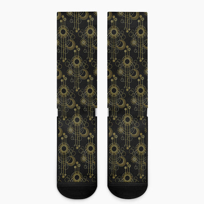 Gold Sun And Moon Pattern Print Crew Socks