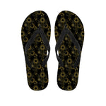 Gold Sun And Moon Pattern Print Flip Flops