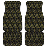 Gold Sun And Moon Pattern Print Front and Back Car Floor Mats