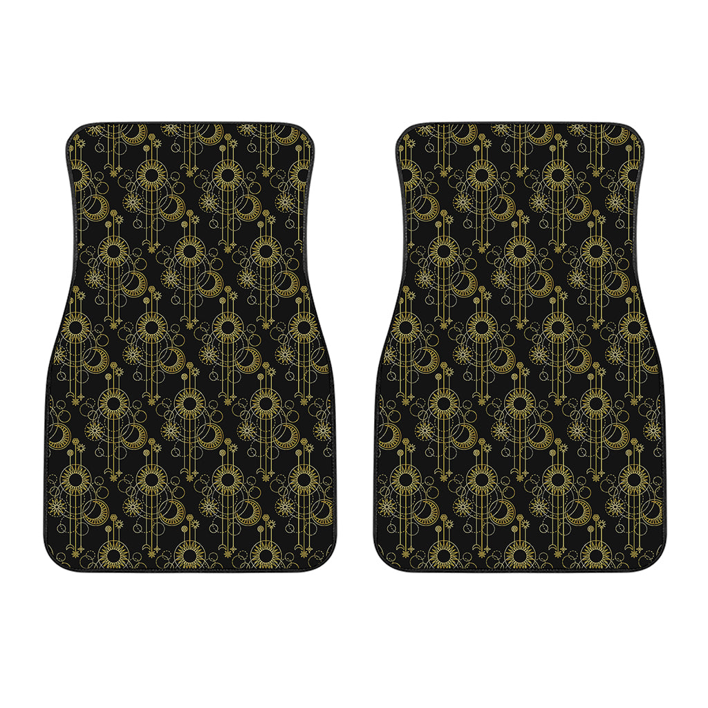 Gold Sun And Moon Pattern Print Front Car Floor Mats