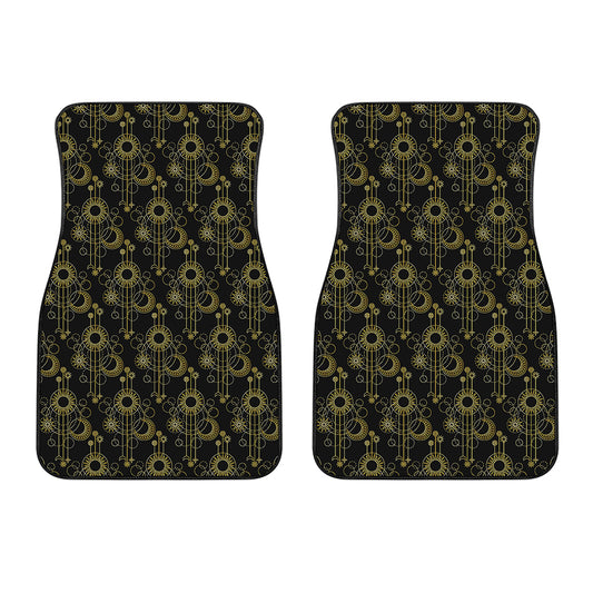 Gold Sun And Moon Pattern Print Front Car Floor Mats